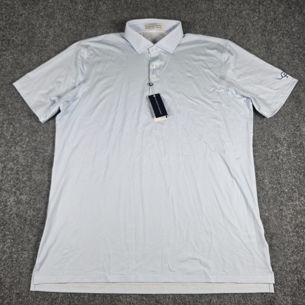 Holderness & Bourne Hanover Polo Shirt Mens XL Vista Blue Micro Print Logo NWT - Picture 2 of 10